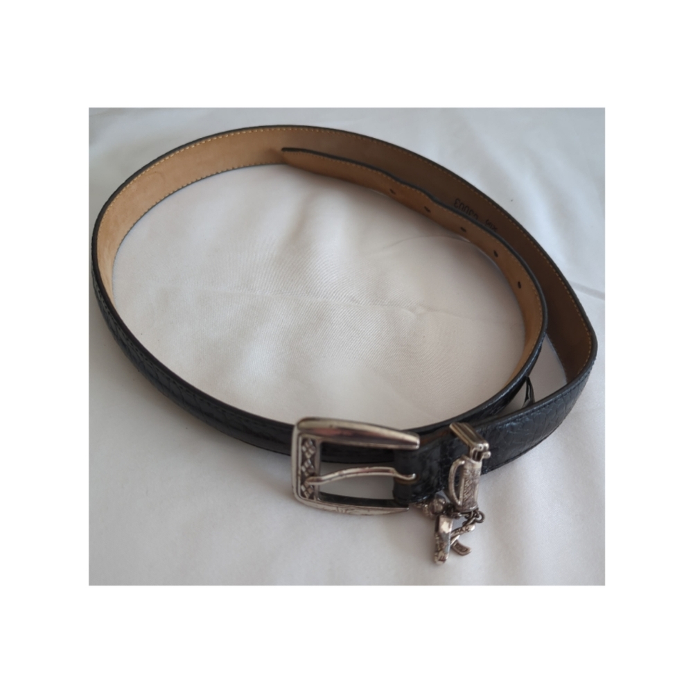 Brighton women's black leather belt with silver toned hardware size XL/ 36